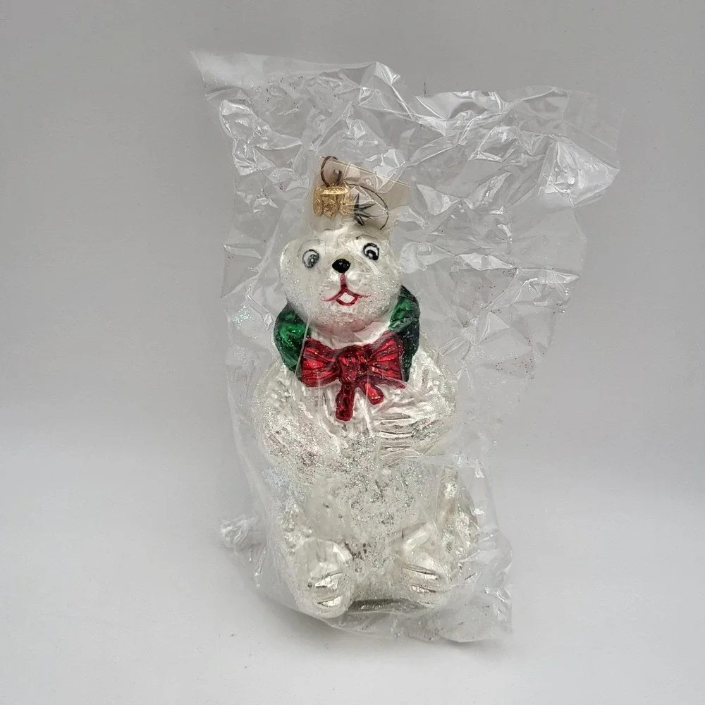 Christopher Radko 1995 Winter Wreath Polar Bear Glass Ornament ~New Sealed!